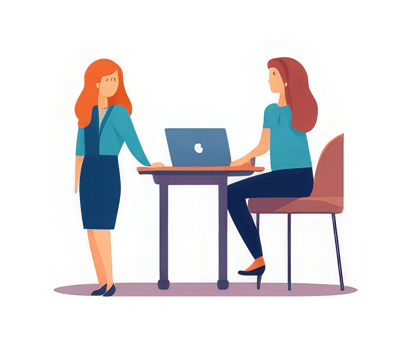 People working in the office, sitting at the desk, standing around . png