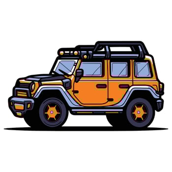SUV car in flat line art style vector