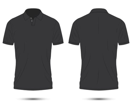 Black polo shirt mockup front and back view vector