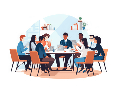 group of consultants thinking about how they can use Chat GPT to create presentations . png