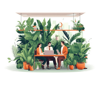 office environment people working on laptop . png