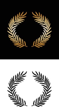 Laurel Wreath floral heraldic element gold color olive branches vector image logo template