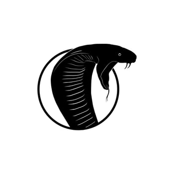 King Cobra Silhouette on the Circle for Logo Type. Vector Illustration
