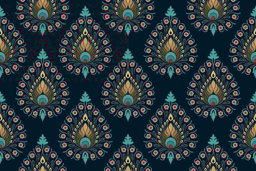 Paisley ethnic seamless pattern design. floral pattern with paisley and indian flower motifs. damask style pattern for textil and decoration vector