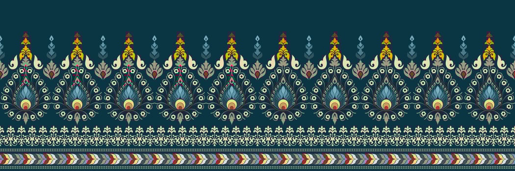 Paisley ethnic seamless pattern design. floral pattern with paisley and indian flower motifs. damask style pattern for textil and decoration vector
