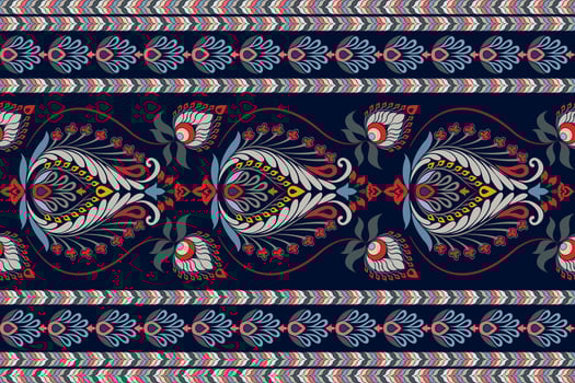 Paisley ethnic seamless pattern design. floral pattern with paisley and indian flower motifs. damask style pattern for textil and decoration vector