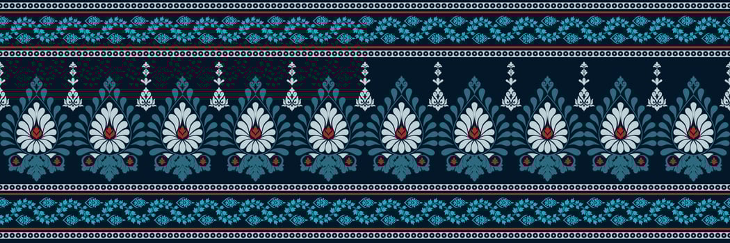 Paisley ethnic seamless pattern design. floral pattern with paisley and indian flower motifs. damask style pattern for textil and decoration vector