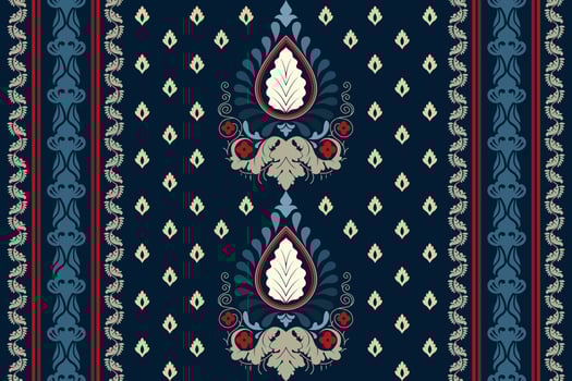 Paisley ethnic seamless pattern design. floral pattern with paisley and indian flower motifs. damask style pattern for textil and decoration vector