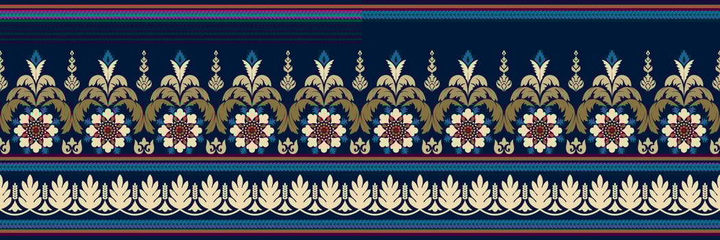 Paisley ethnic seamless pattern design. floral pattern with paisley and indian flower motifs. damask style pattern for textil and decoration vector
