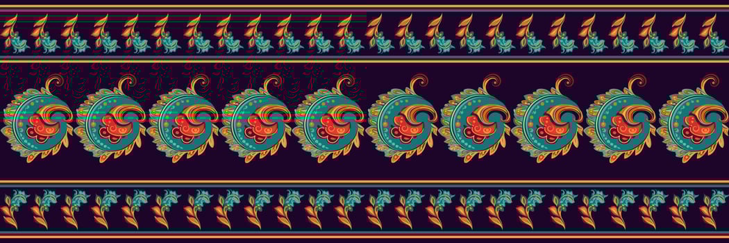 Paisley ethnic seamless pattern design. floral pattern with paisley and indian flower motifs. damask style pattern for textil and decoration vector