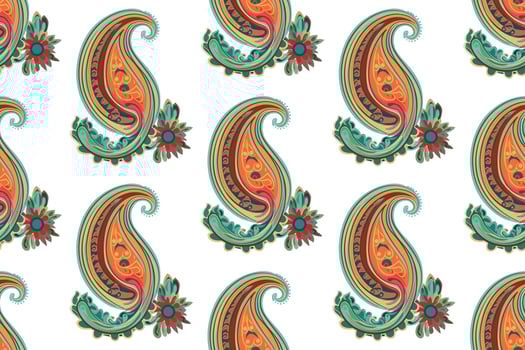 Paisley ethnic seamless pattern design. floral pattern with paisley and indian flower motifs. damask style pattern for textil and decoration vector