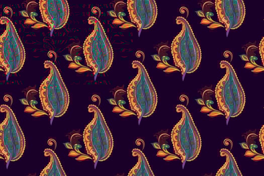 Paisley ethnic seamless pattern design. floral pattern with paisley and indian flower motifs. damask style pattern for textil and decoration vector