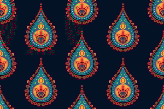 Paisley ethnic seamless pattern design. floral pattern with paisley and indian flower motifs. damask style pattern for textil and decoration vector