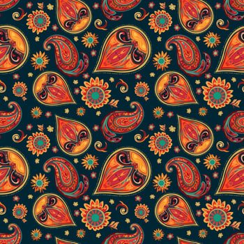 Paisley ethnic seamless pattern design. floral pattern with paisley and indian flower motifs. damask style pattern for textil and decoration vector