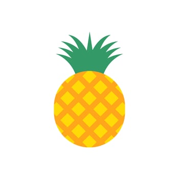 pineapple flat design vector illustration. Tropical fruit. Symbol of food, sweet, exotic and summer, vitamin, healthy. Nature logo. Flat concept. Design element Vector illustration