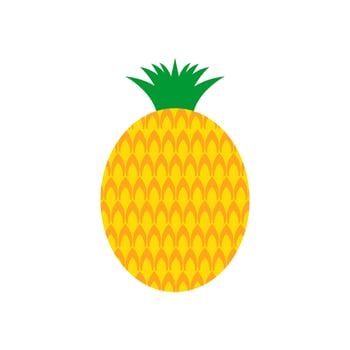 pineapple flat design vector illustration. Tropical fruit. Symbol of food, sweet, exotic and summer, vitamin, healthy. Nature logo. Flat concept. Design element Vector illustration