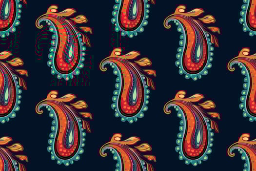 Paisley ethnic seamless pattern design. floral pattern with paisley and indian flower motifs. damask style pattern for textil and decoration vector