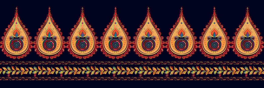 Paisley ethnic seamless pattern design. floral pattern with paisley and indian flower motifs. damask style pattern for textil and decoration vector