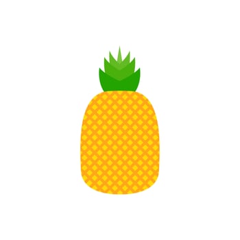 pineapple flat design vector illustration. Tropical fruit. Symbol of food, sweet, exotic and summer, vitamin, healthy. Nature logo. Flat concept. Design element Vector illustration