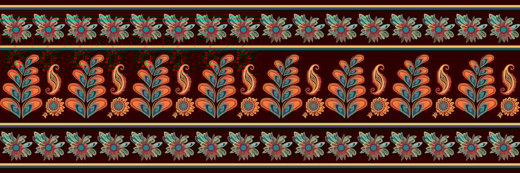 Paisley ethnic seamless pattern design. floral pattern with paisley and indian flower motifs. damask style pattern for textil and decoration vector
