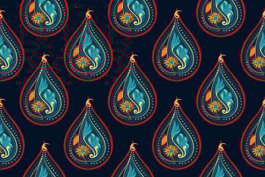 Paisley ethnic seamless pattern design. floral pattern with paisley and indian flower motifs. damask style pattern for textil and decoration vector