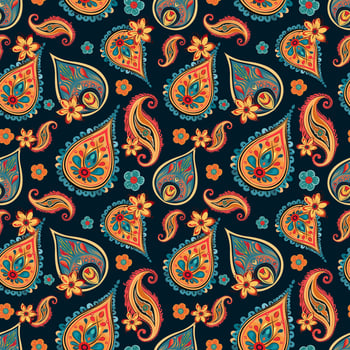 Paisley ethnic seamless pattern design. floral pattern with paisley and indian flower motifs. damask style pattern for textil and decoration vector