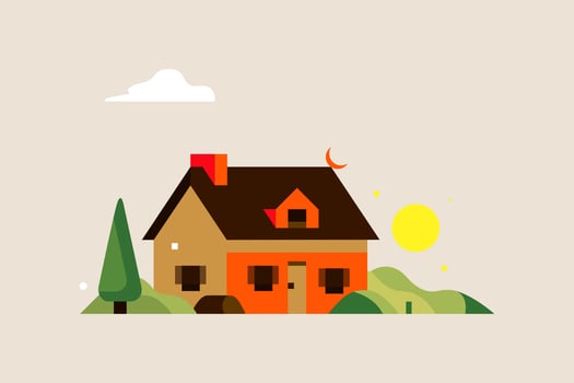 little house with red roof vector