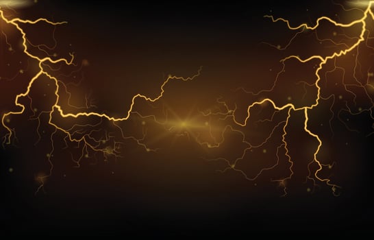 Orange Lightning and Thunder Effect Background vector