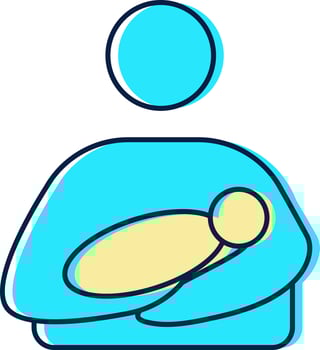 Turquoise And Yellow Mother Icon Or Symbol. vector