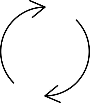 Double Arrow Rotate Circular Icon In Black Color. vector