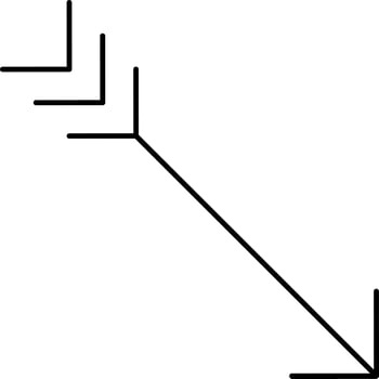 Left Corner Hit Arrow Icon In Black Color. vector