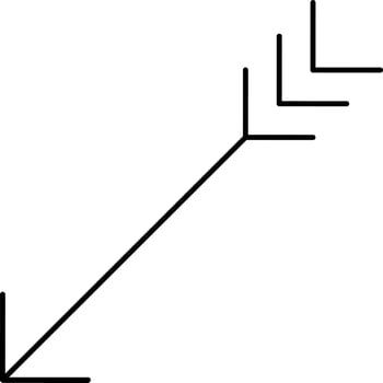 Hit Down Corner Arrow Icon In Black Color. vector