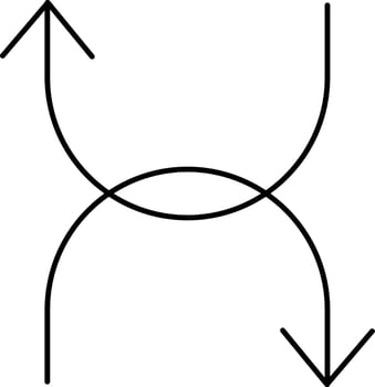 Merge Up And Down Arrow Icon In Black Color. vector