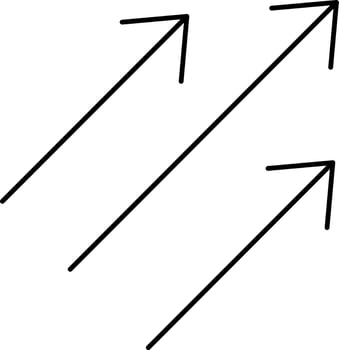 Three Fly Arrow Icon In Black Color. vector