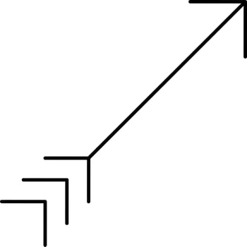 Right Corner Hit Arrow Icon In Black Color. vector
