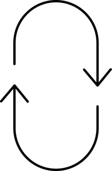 Oval Rotate Arrow Icon Black Line Art. vector