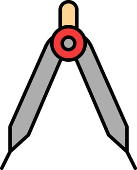 Drawing Compass Colorful Icon In Flat Style. vector