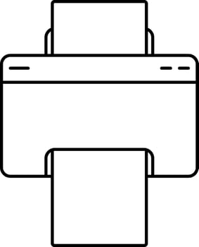 Black Outline Illustration Of Printer Icon. vector