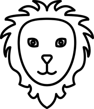 Illustration Of Lion Face Icon In Black Line Art. vector