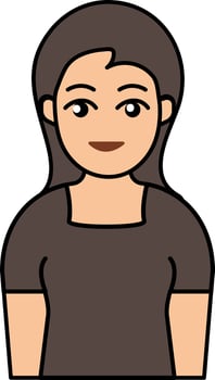 Black Suit Wearing Young Indian Girl Cartoon Icon. vector