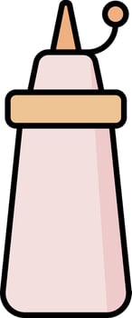 Sauce Bottle Icon In Orange And Pink Color. vector