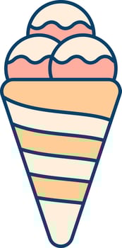 Ice Cream Cone Icon In Red And Orange Color. vector