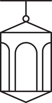 Isolated Arabic Lantern Hang Icon In Black Outline. vector