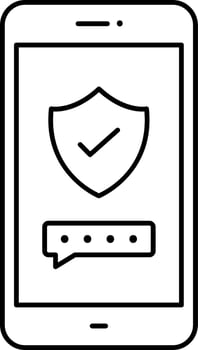 Isolated Secured Password In Smartphone Screen Icon In Line Art. vector