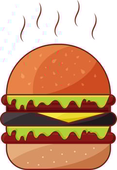 Hot Burger Colorful Illustration Over White Background. vector