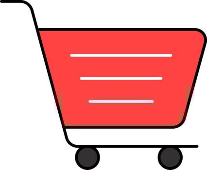 Blank Shopping Cart Icon In Red Color. vector