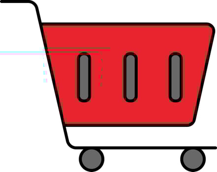 Flat Illustration Of Grey And Red Shopping Cart Icon. vector