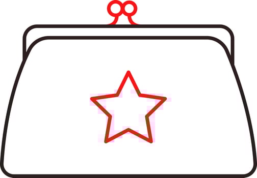 Linear Style Ladies Hand Bag Red And Black Icon. vector