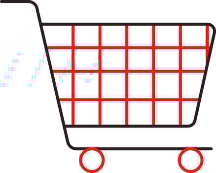 Isolated Shopping Cart Red And Black Outline Icon. vector
