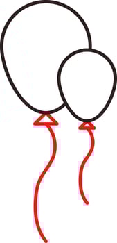 Red And Black Outline Balloons Fly Icon. vector